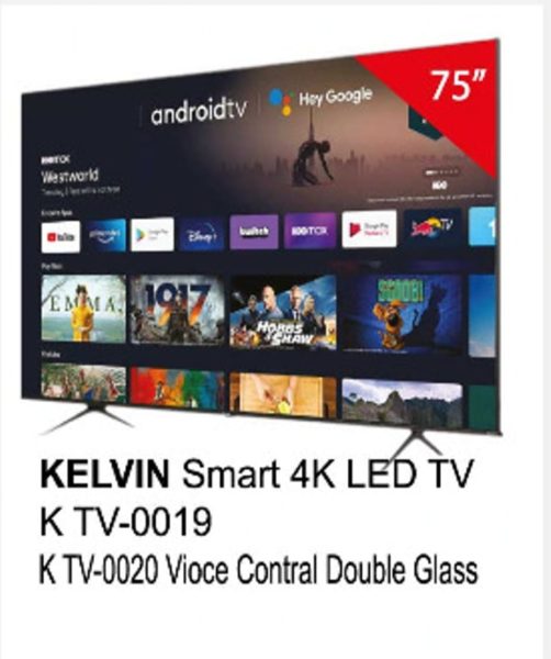 KELVIN Smart 4K LED TVK TV-0019K TV-0020 Vioce Contral Double Glass